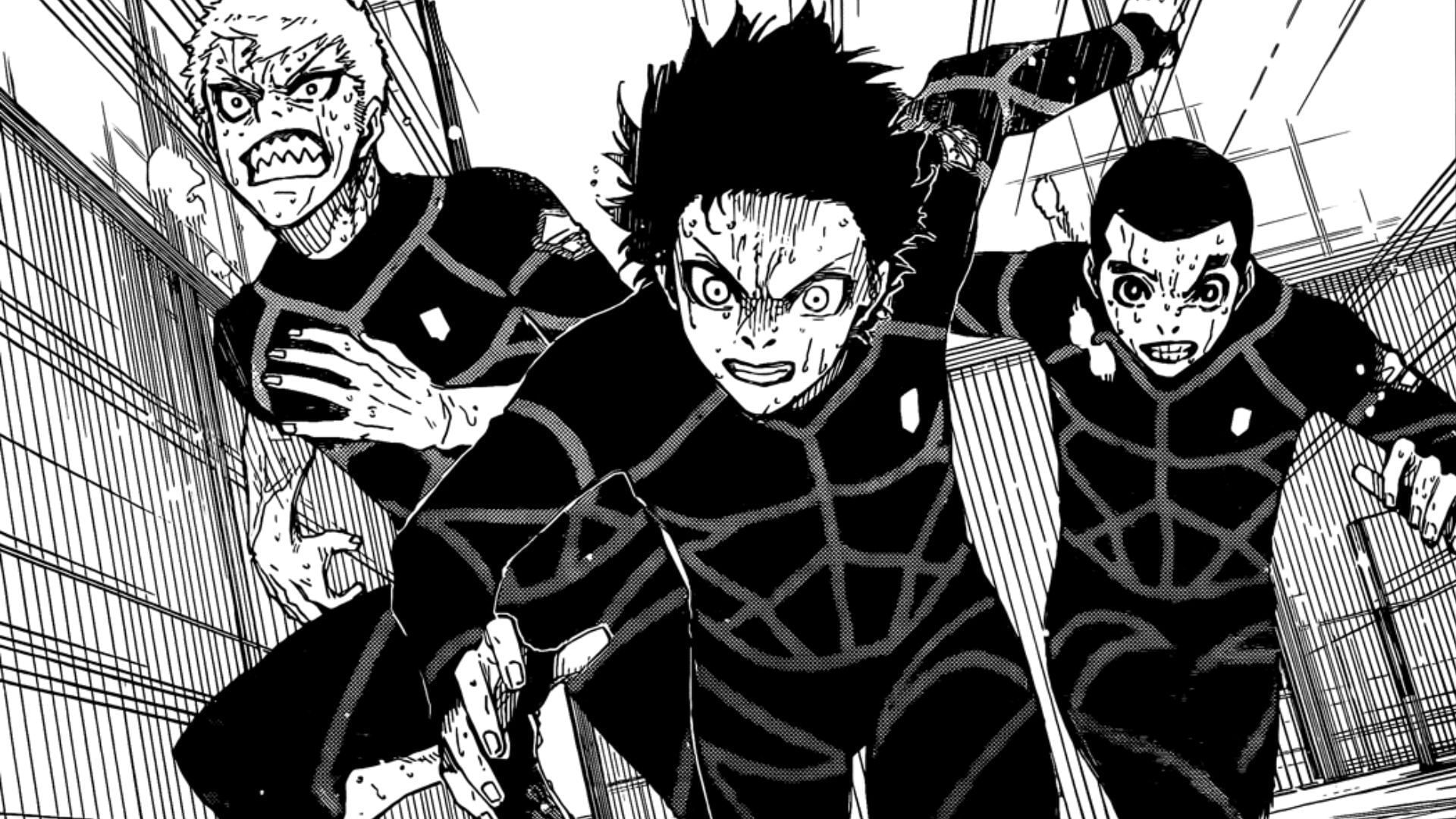 Raichi, Isagi, and Igaguri, as seen in Blue Lock chapter 208 (Image via Kodansha)