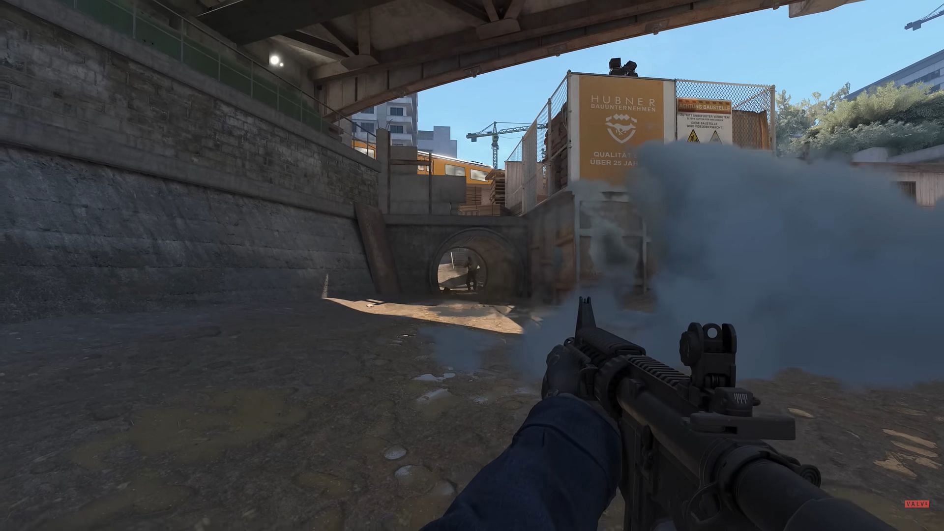 Smoke being cleared by passing bullets (Image via Valve)