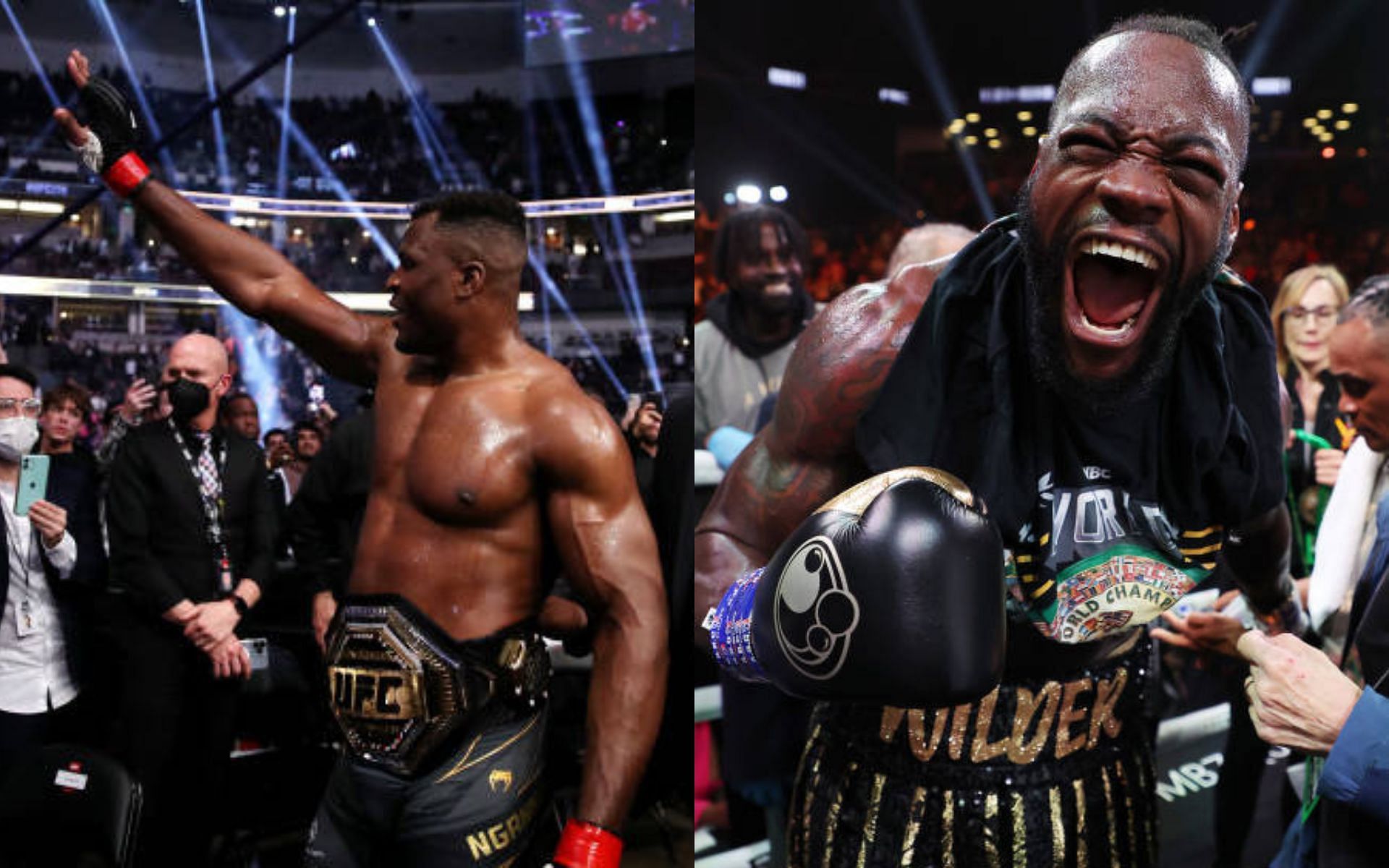 Francis Ngannou (left); Deontay Wilder (right)
