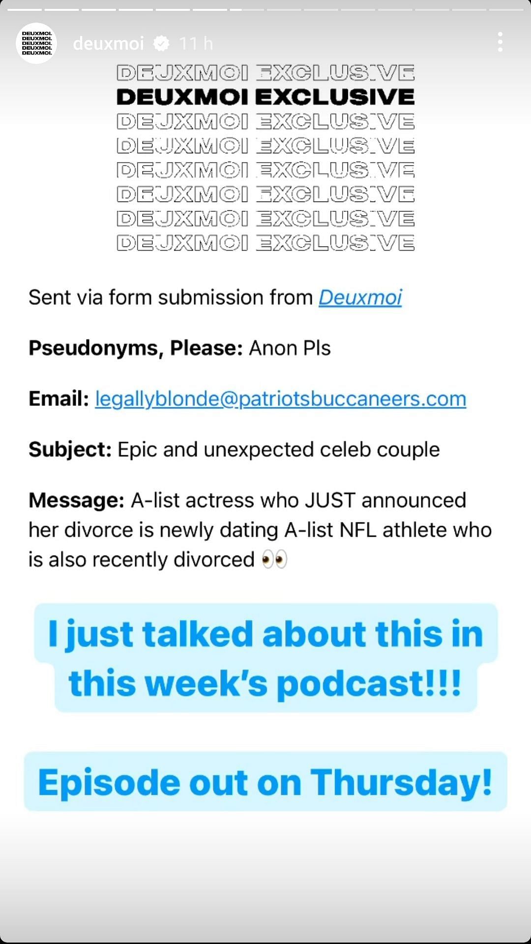 r/FauxMoi receives an anonymous tip on Tom Brady and Reese Witherspoon