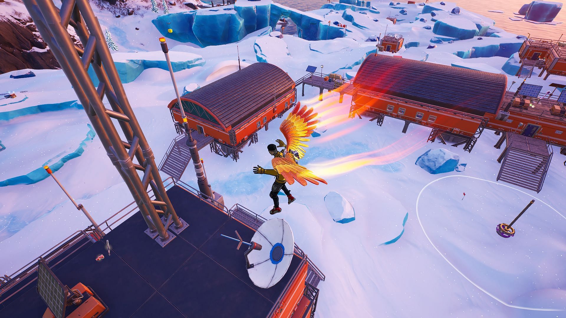 Land atop a structure or high ground to avoid being flanked by opponents (Image via Epic Games/Fortnite)