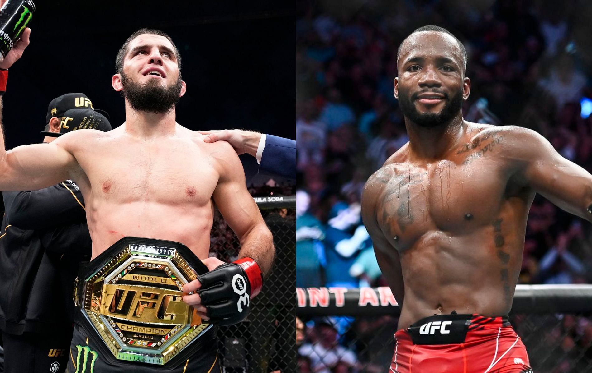 Islam Makhachev (left) and Leon Edwards (right)