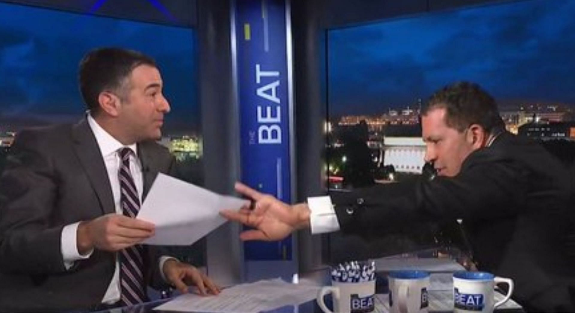 Ari Melber&#039;s interview with Joe Tacopina went viral online (Image via Ari Melber/Twitter)