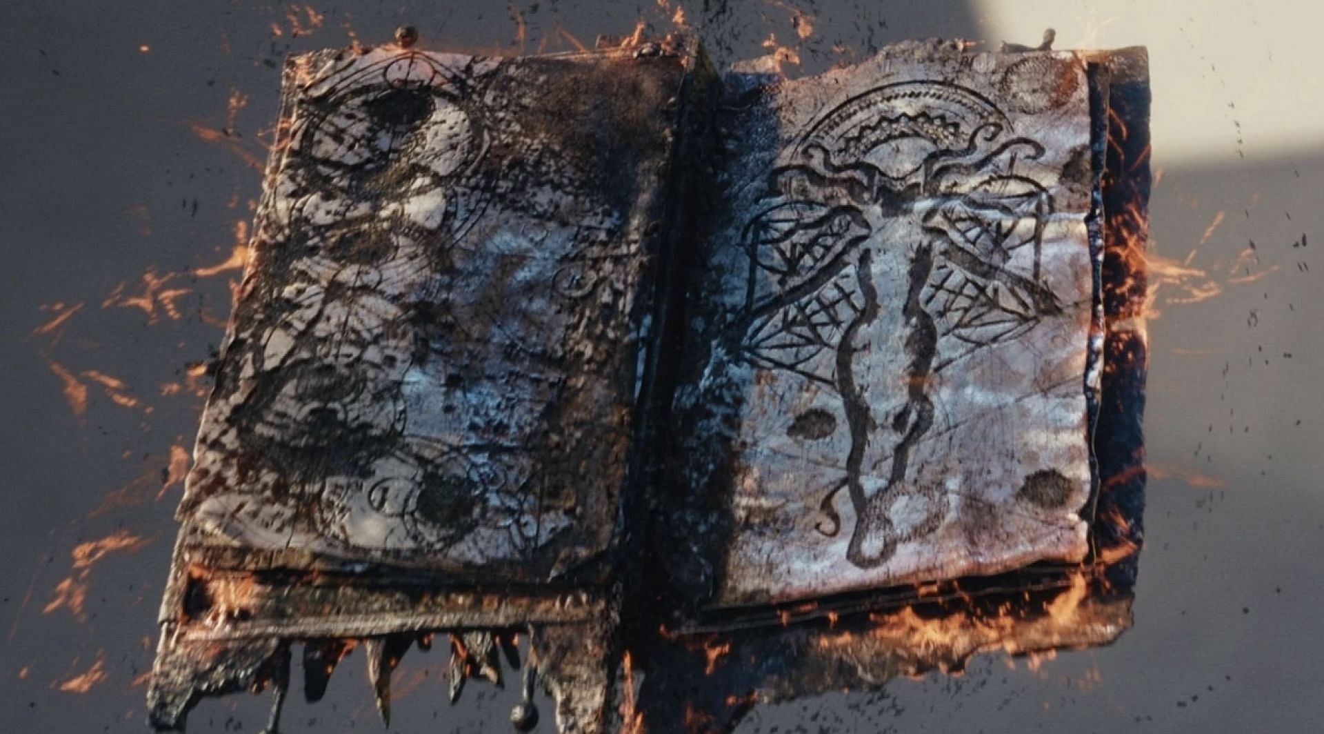 The book of spells containing transcribed dark magic based on ancient engravings carved by Chthon. (Image via Marvel Studios)