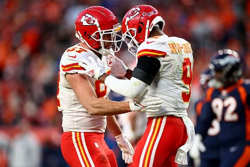 Travis Kelce and JuJu Smith-Schuster: Kansas City Chiefs v Denver Broncos