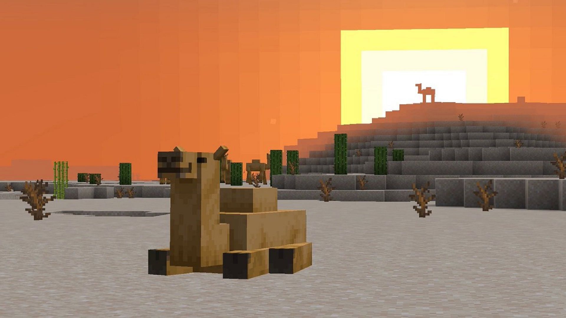 Riding a camel on a desert trail would certainly be thematic of the 1.20 update (Image via Mojang)