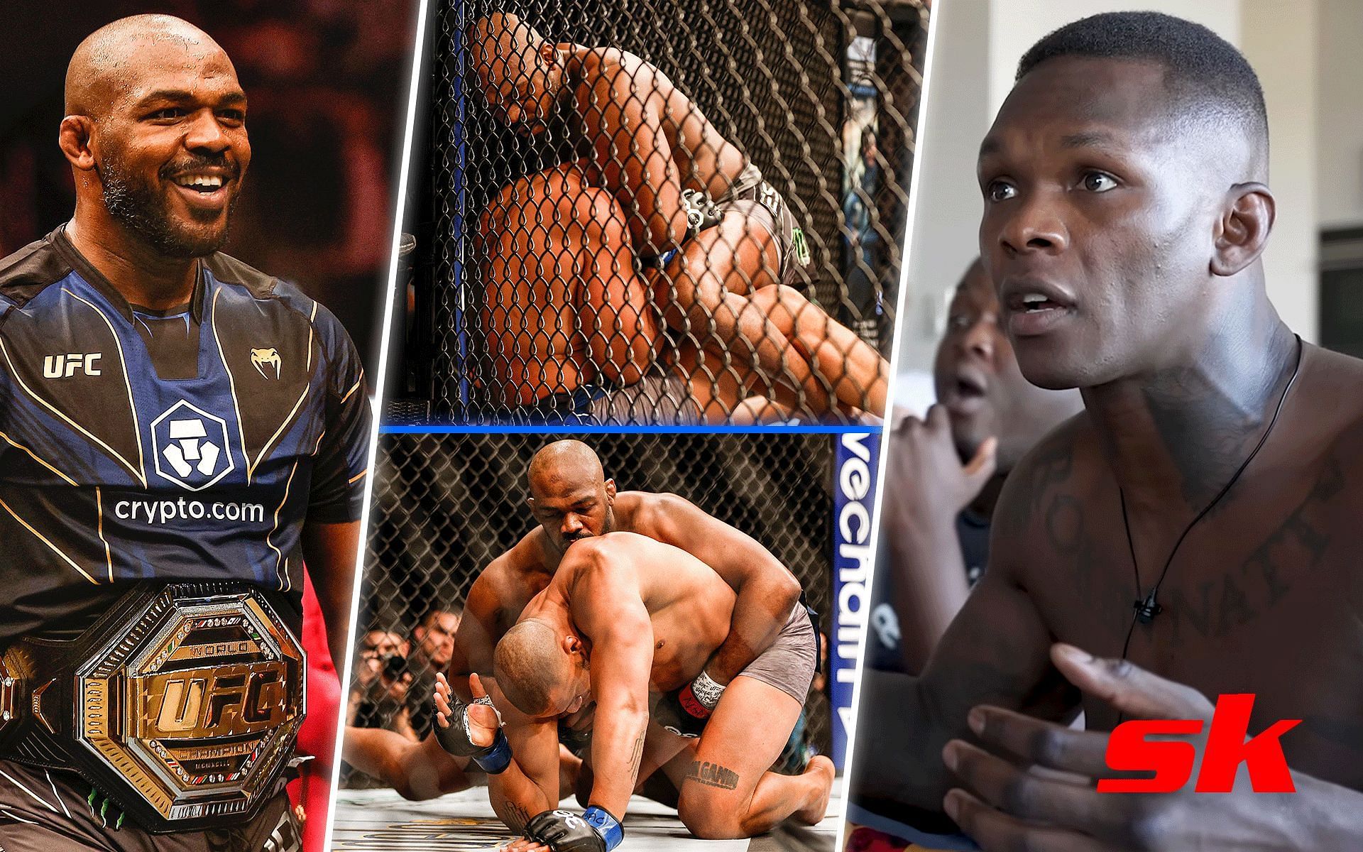 From the left- Jon Jones, UFC 285 main event, Israel Adesanya [Image credits: Getty Images and @FREESTYLEBENDER on YouTube]
