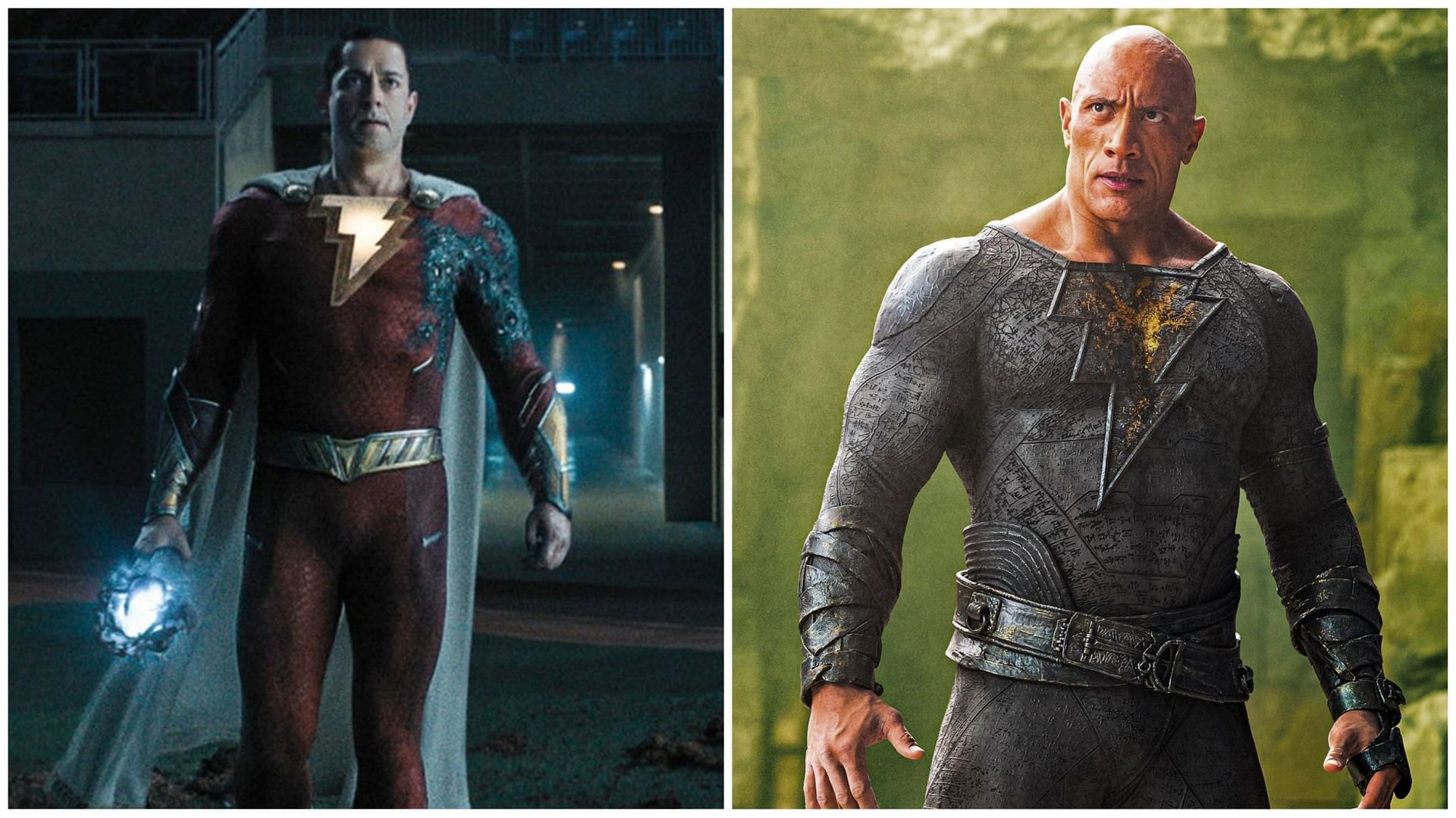 Shazam and Black Adam in the DCEU (Images via Warner Bros Pictures)