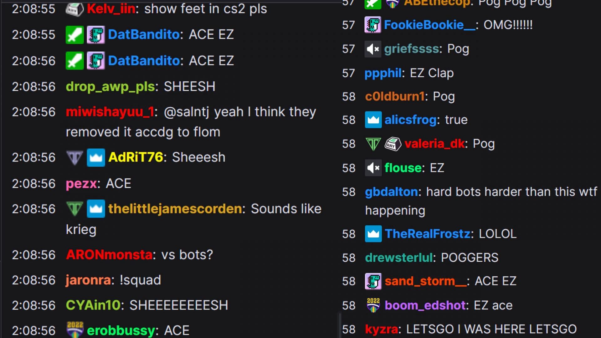 Twitch chat reacts to the ace (Image - Twitch)