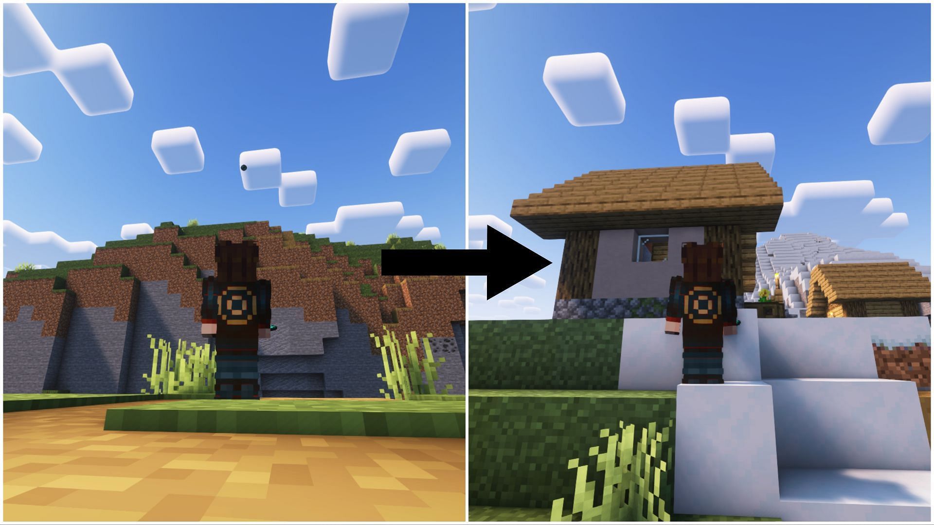 Teleporting using an ender pearl (Image via Mojang)