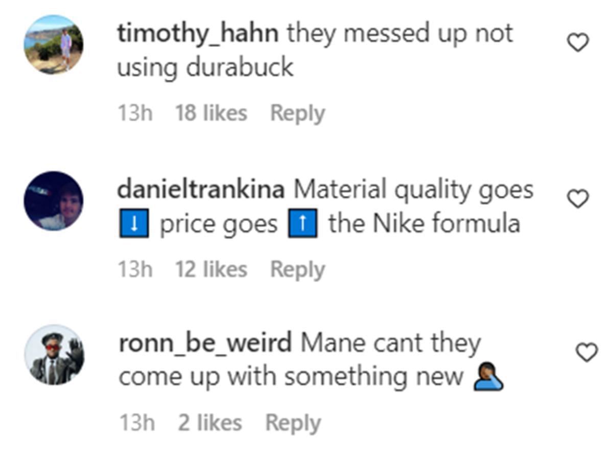 Fan comments (Image via @sneakernews/Instagram)