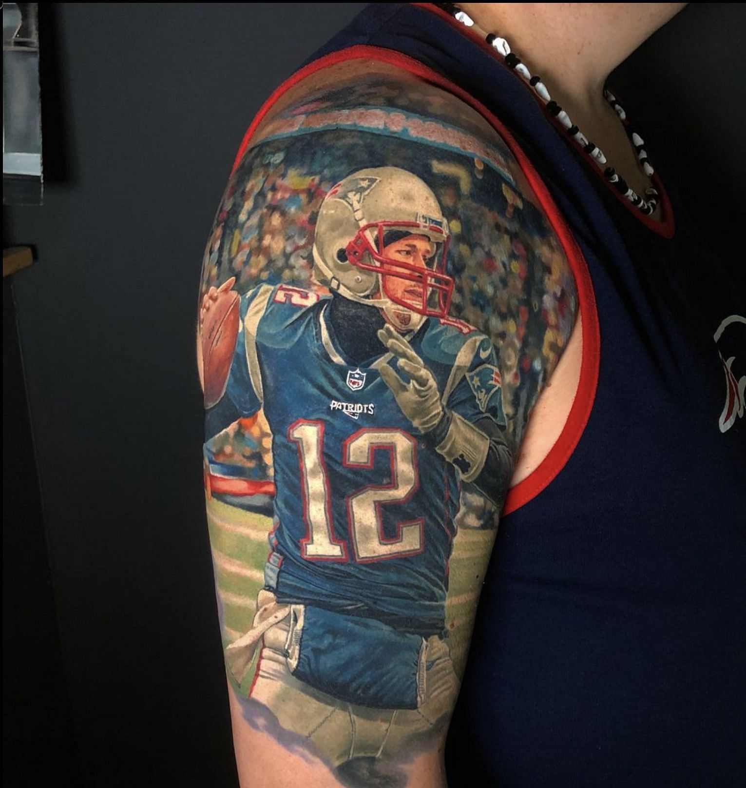 A fan with very detailed ink with Brady during his time with the Patriots. Source: ors_bloodyhands (IG)
