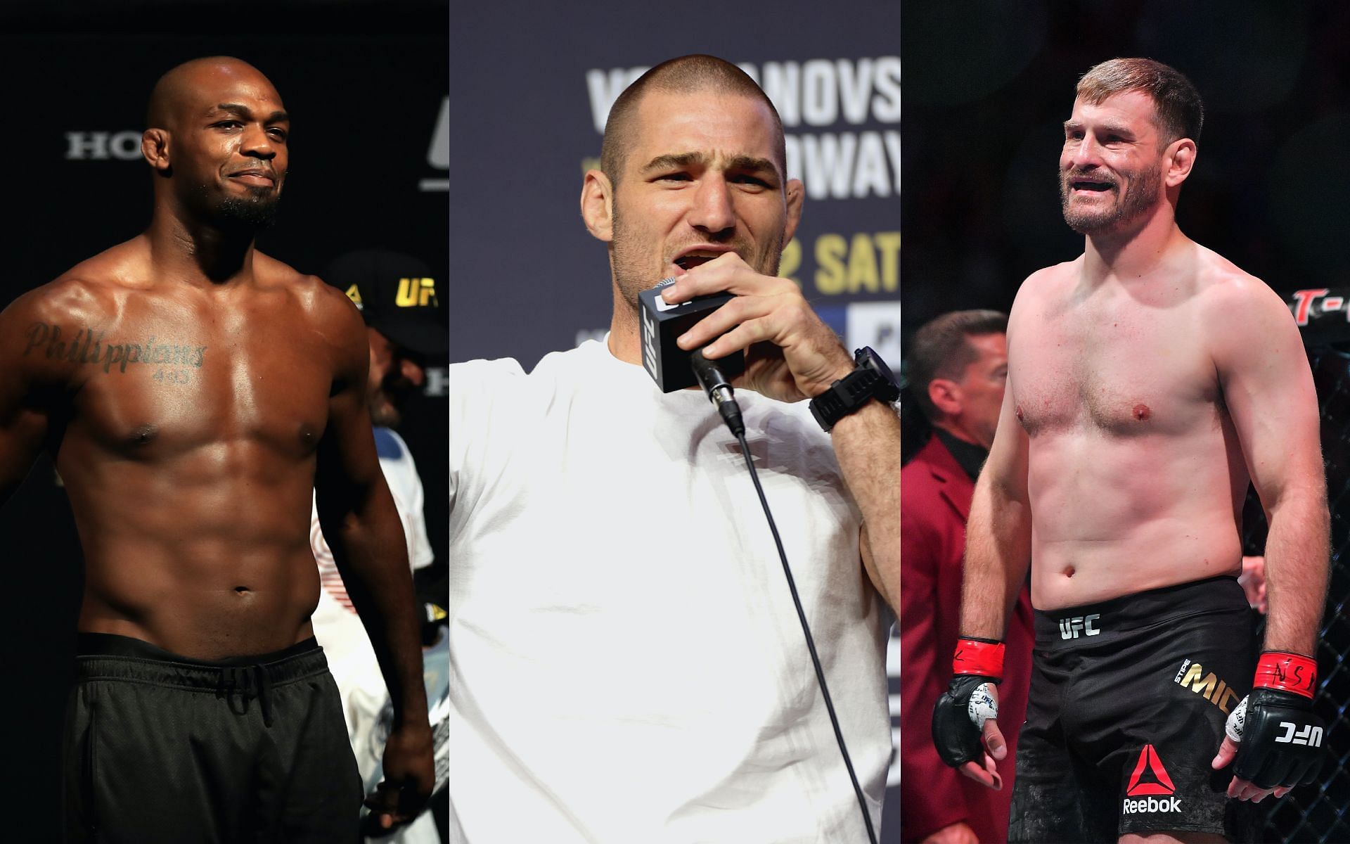 From the left- Jon Jones, Sean Strickland and Stipe Miocic [Image credits: Getty Images]