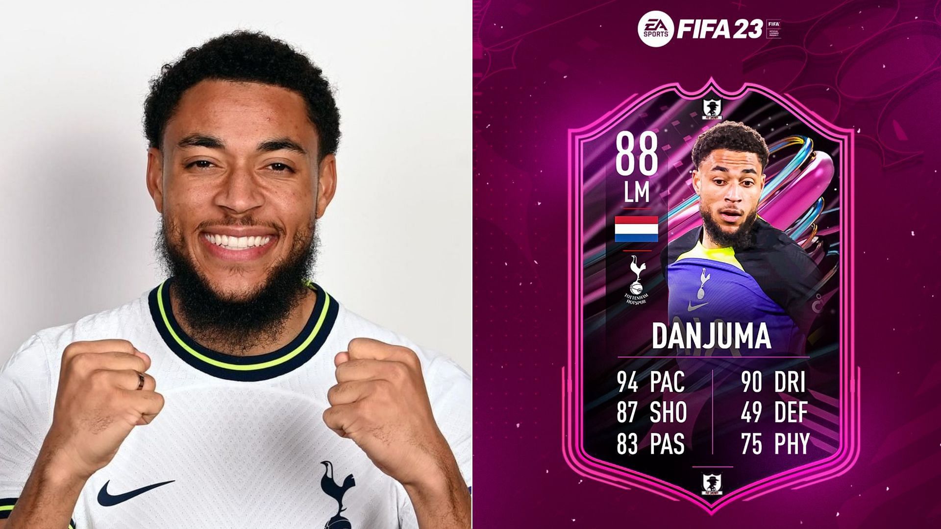 The Arnaut Danjuma FUT Ballers card could be a pro-meta option in FIFA 23 (Images via Tottenham Hotspur, Twitter/FUT Sheriff)