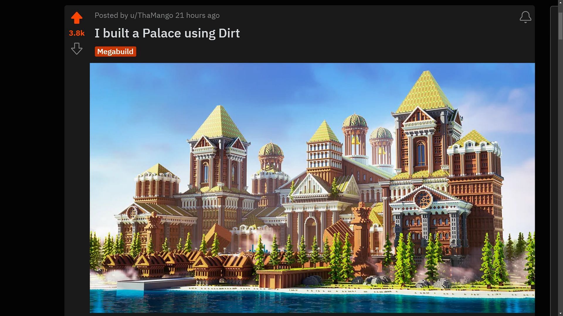 The post was quite famous on Minecraft builds subreddit (Image via Sportskeeda)