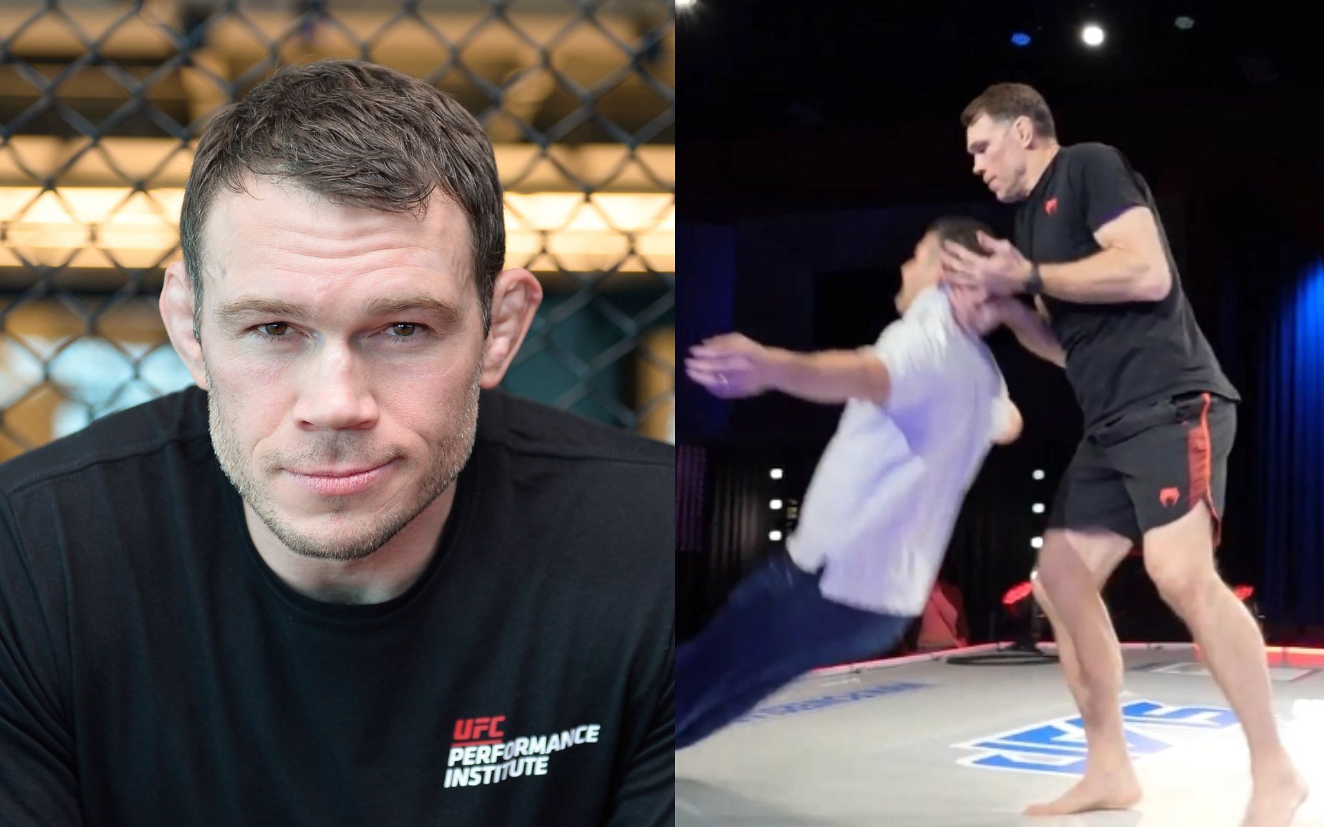 Forrest Griffin (left) and in action at Power Slap (right). [Images courtesy: left image from Getty Images and right image from Power Slap]