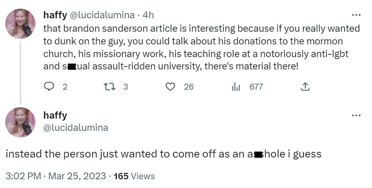 "Why is this piece so gleefully mean?" Brandon Sanderson Wired article