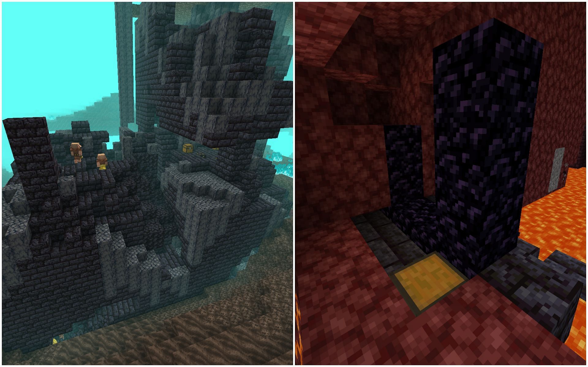 Obsidian can be obtained from bastion remnants or from a ruined portal in Minecraft (Image via Mojang)