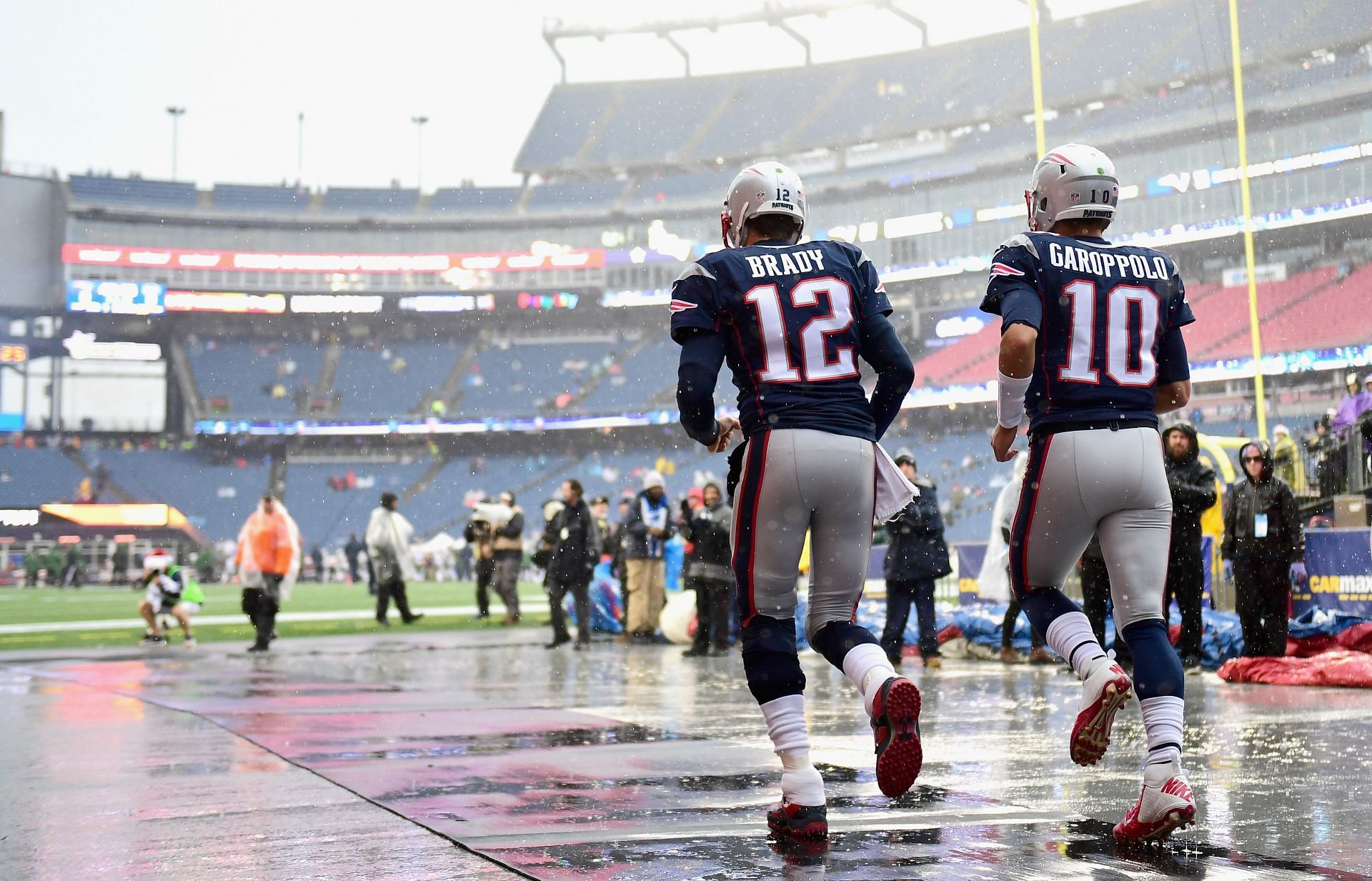 Tom Brady and Jimmy Garoppolo at New York Jets v New England Patriots