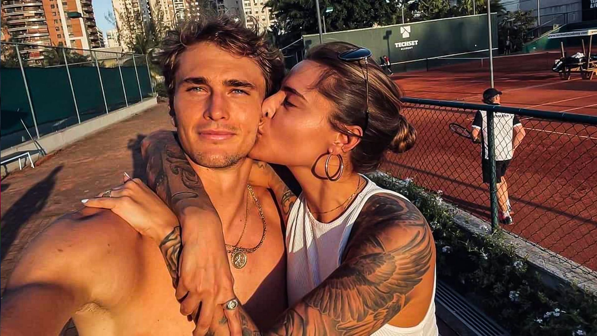 German tennis star Alexander Zverev and his girlfriend Sophia Thomalla. 