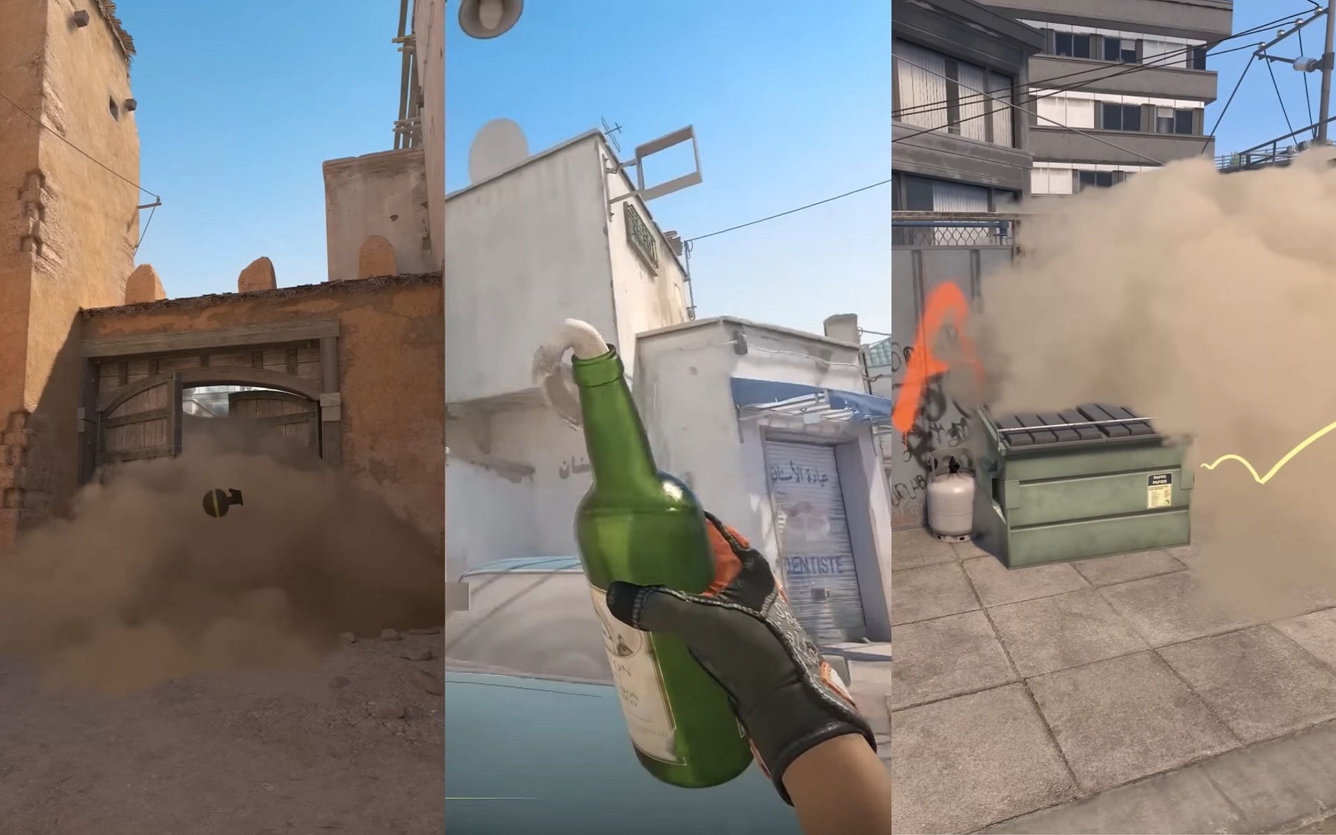 HE grenades, Smoke grenades, Molotov changes, and more discussed (Images via Valve and @TheWarOwl on YouTube)