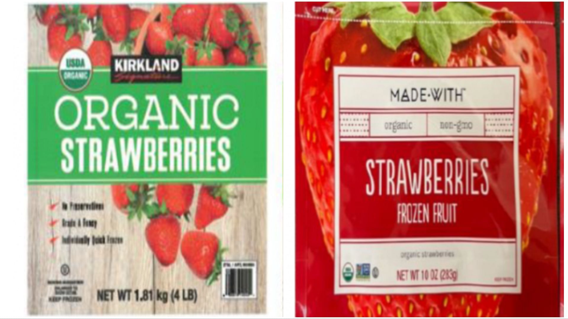 Some of the recalled frozen strawberry products (Image via FDA)