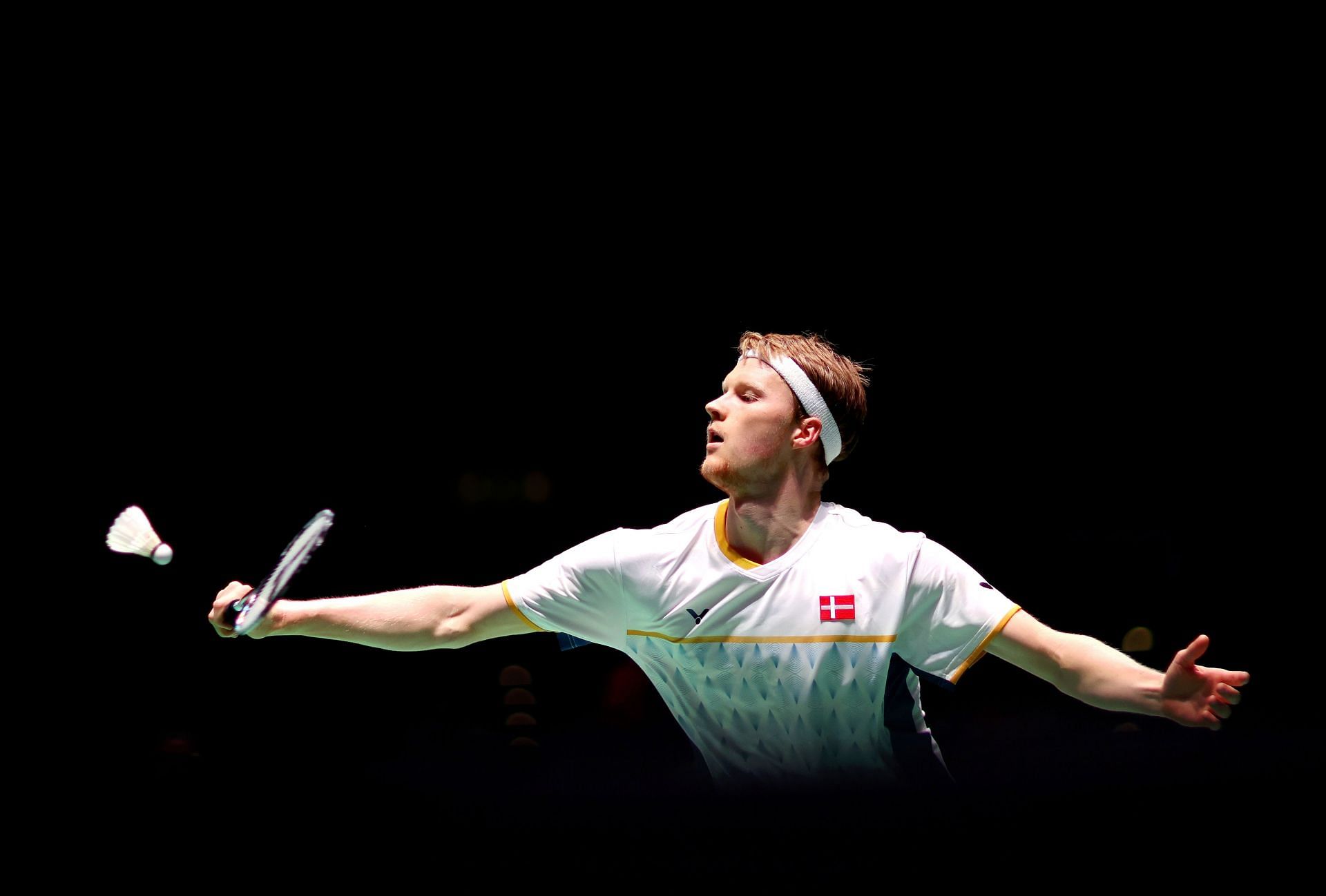 Antonsen in action at the Yonex All England Open Badminton Championships 2023