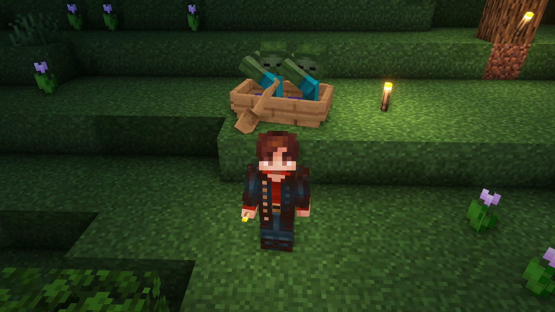 Zombies trapped in a boat (Image via Mojang)