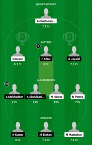 Dream11 Team for Lanka Lions vs Karavali United Cricket Club - Kuwait Ramadan T10 League 2023.