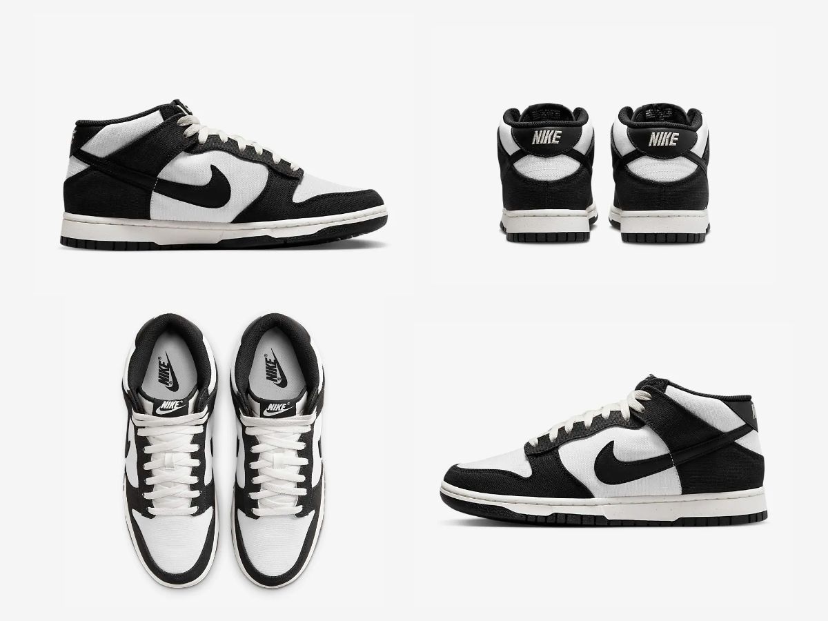 Upcoming Nike Dunk Mid &quot;Canvas Panda&quot; sneakers (Image via Sportskeeda)