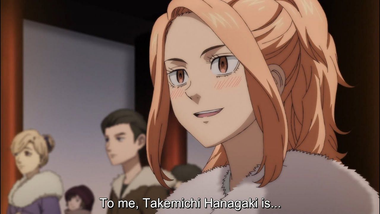 Yuzuha talking about Takemichi in Tokyo Revengers (Image via Liden Films)