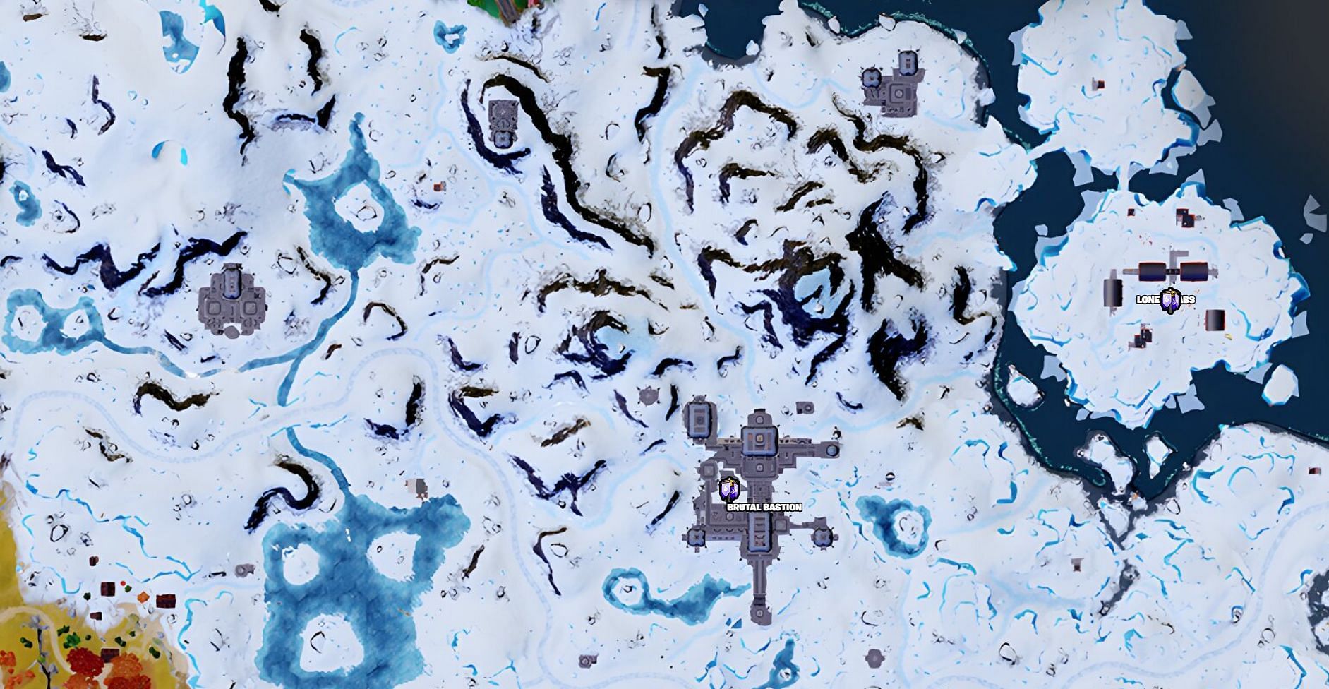 All Capture Point locations in the snow biome of the Chapter 4 Season 2 island (Image via Fortnite.GG)