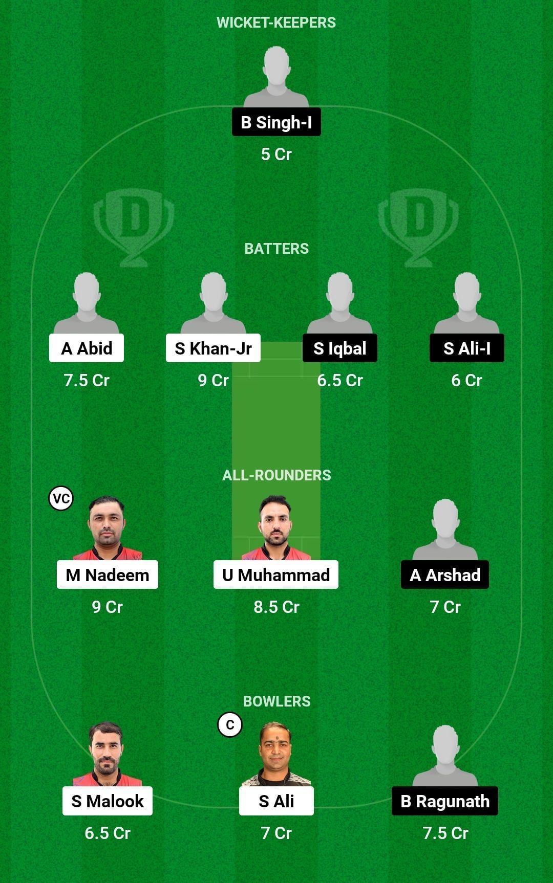 Dream11 Team for The Vision Shipping vs Gems Education CC - ICCA Arabian T20 League.