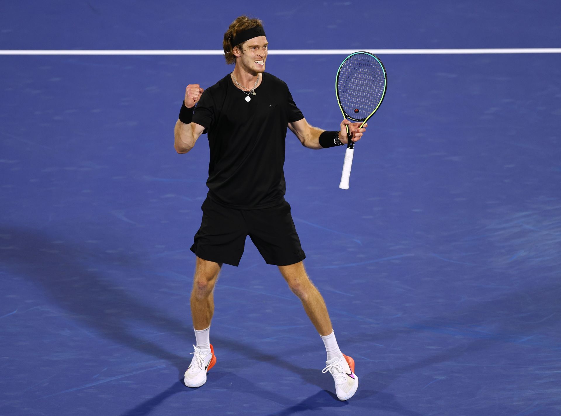 Rublev celebrates his quarterfinal win in Dubai