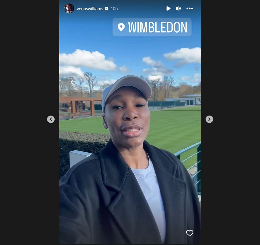 Venus Williams reacts to visiting Wimbledon (via Instagram).