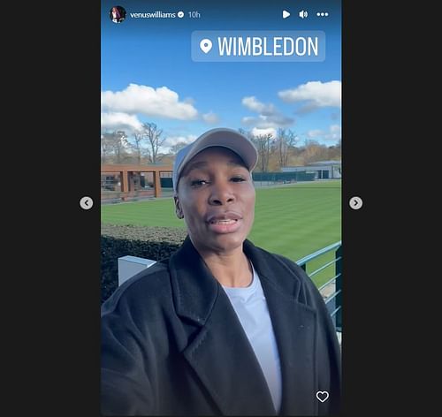 Venus Williams reacts to visiting Wimbledon (via Instagram).