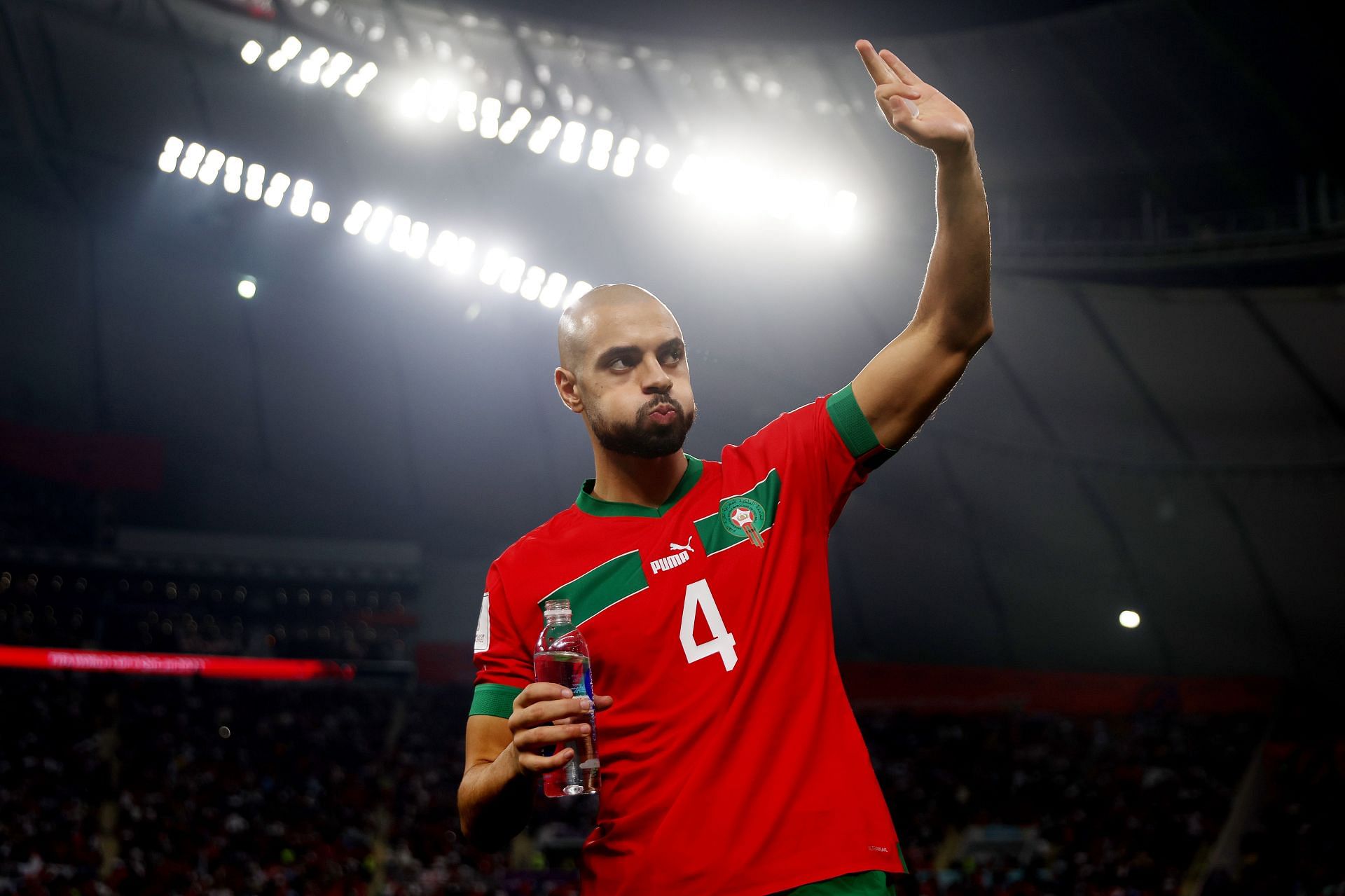 Amrabat (above) could replace Kessie at the Camp Nou.
