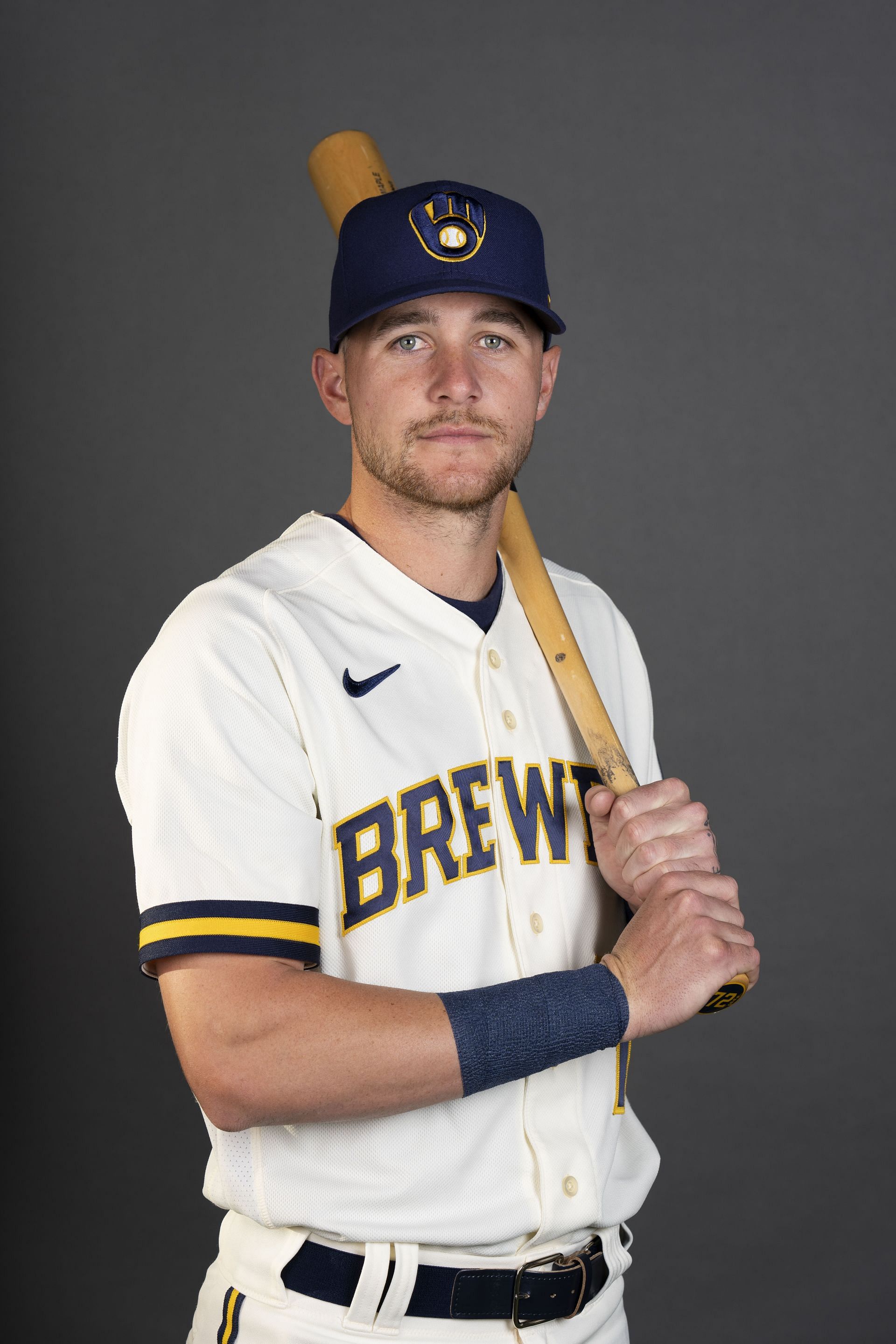 Brice Turang #72 of the Milwaukee Brewers poses for a portrait during the Milwaukee Brewers photo day at American Family Fields of Phoenix on March 17, 2022 in Phoenix, Arizona.