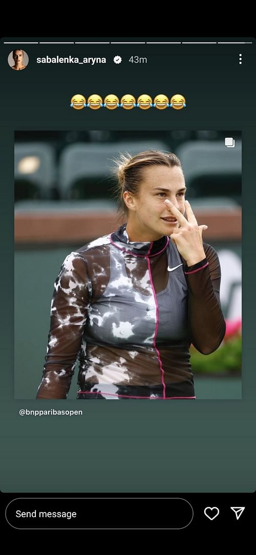 Screengrab from Sabalenka's post