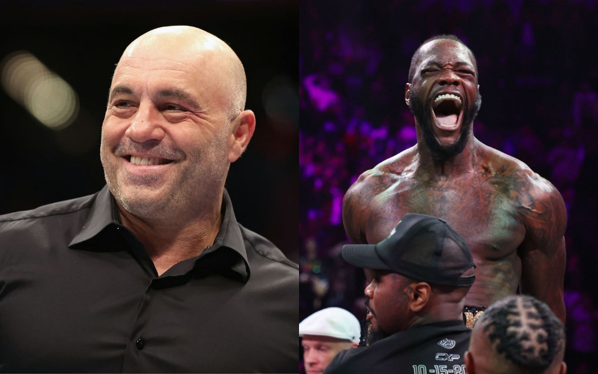 (Left) Joe Rogan and Deontay Wilder (Right) (Image Credits; Getty Images)
