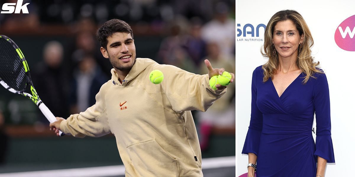 Monica Seles was a special guest during the Indian Wells match between Carlos Alcaraz and Felix Auger-Aliassime.