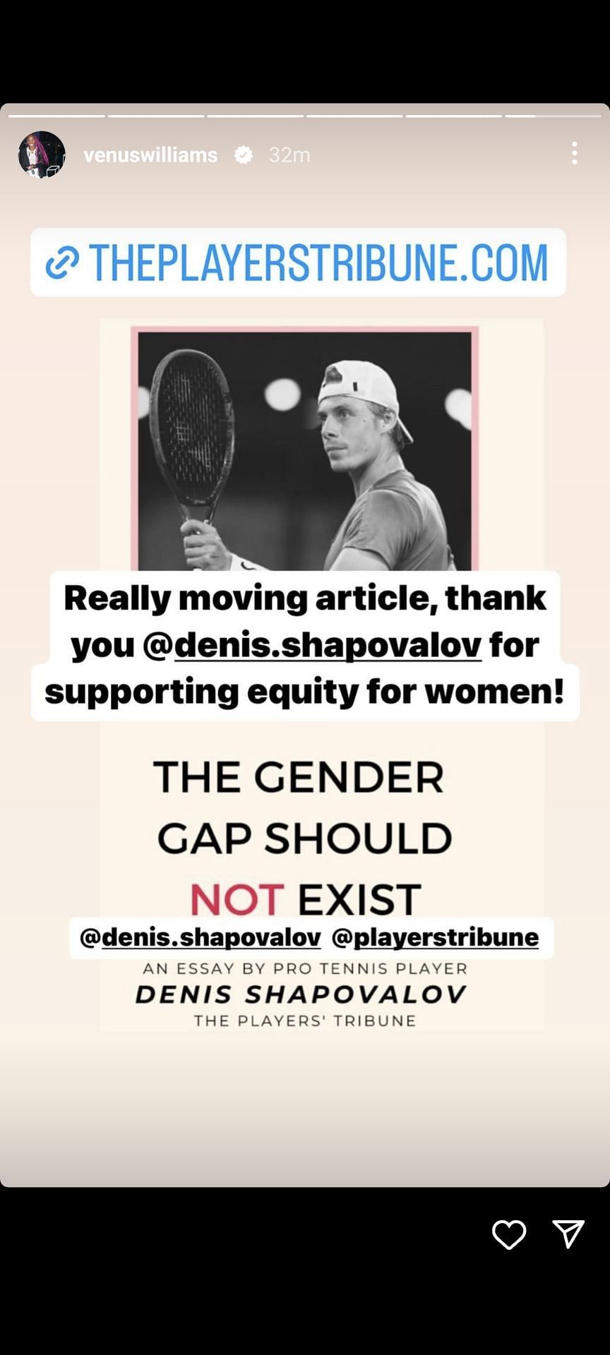 Venus Williams&#039; Instagram story