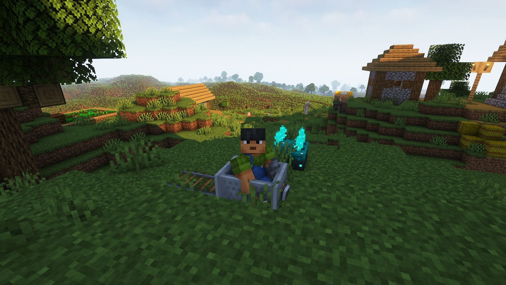 A player in a minecart (Image via Mojang)