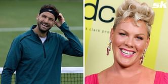 Grigor Dimitrov takes on the role of coach as he guides popstar Pink in practice ahead of Desert Smash charity event at Indian Wells 2023