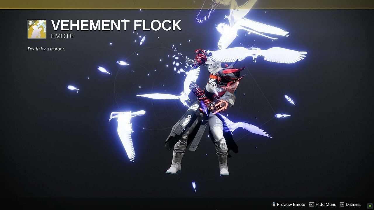 Vehement Flock Exotic emote (Image via Destiny 2)