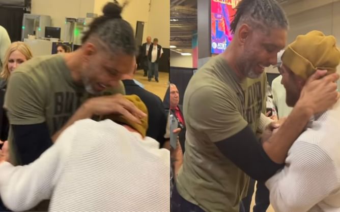 Watch: NBA legend Tim Duncan 'scraps' with former UFC champ Luke Rockhold backstage at UFC San Antonio