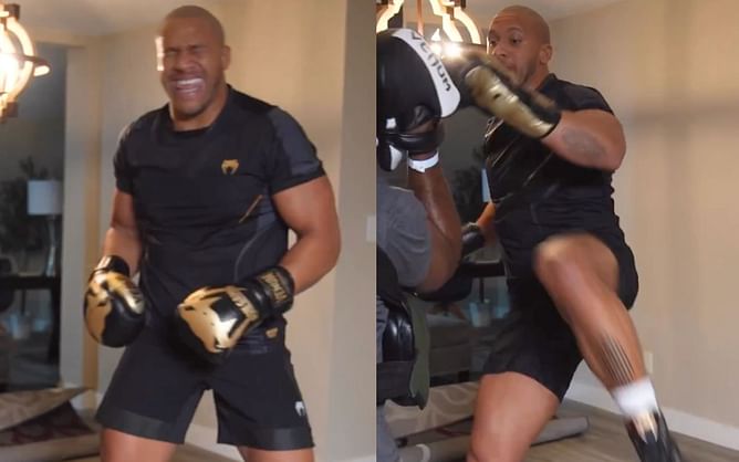 Watch: Ciryl Gane lights up the pads with fiery speed in final practise before Jon Jones title fight