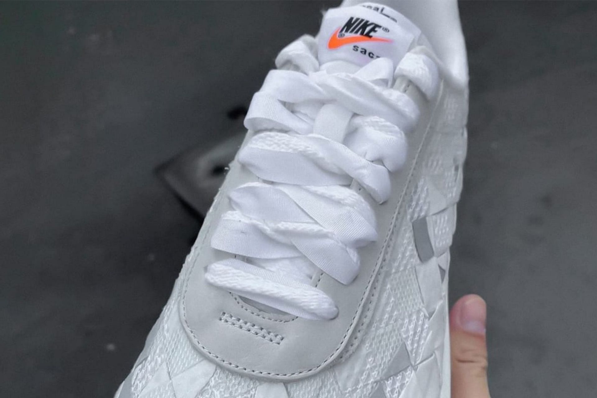 Take a closer look at the upcoming collab Nike Waffle Woven sneakers (Image via Instagram/@jfgrails)