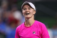 Krejcikova in action at the BNP Paribas Open