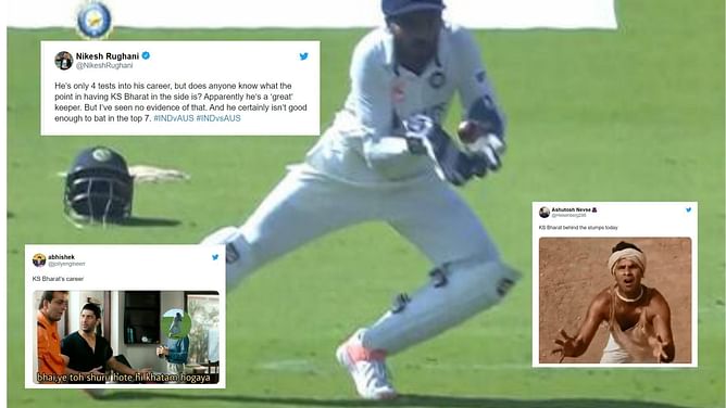 "K in KS Bharat stands for Kamran today" - Twitterati tear into Team India wicketkeeper after sloppy work with gloves in 4th IND vs AUS Test